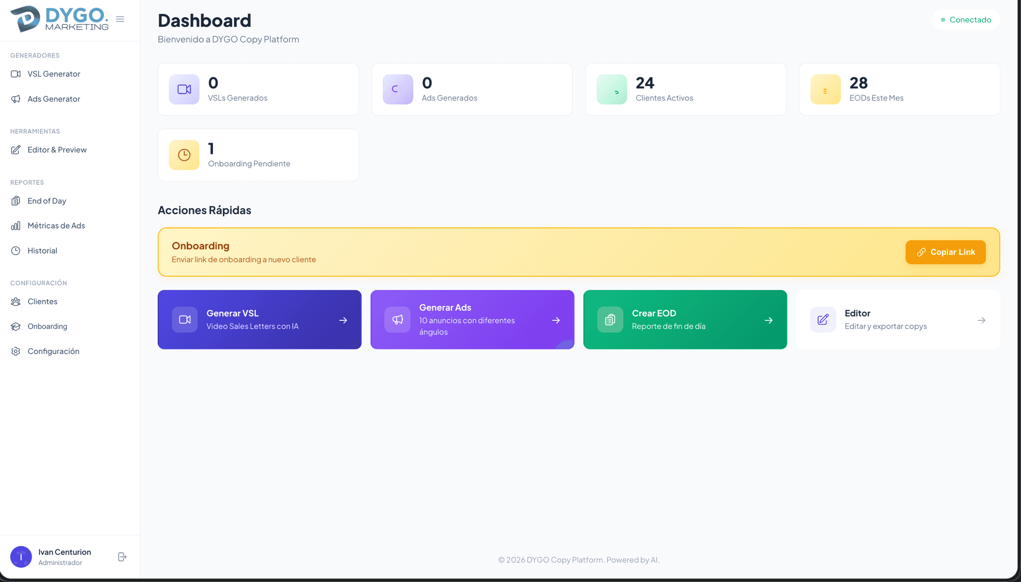 Sistema entregado — Agencia de Marketing Digital